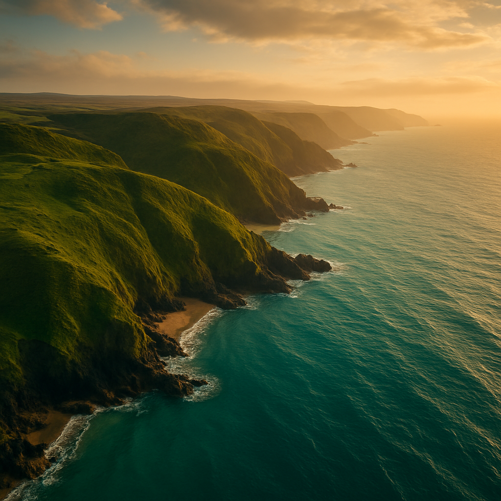 Dramatic UK coastline at golden hour